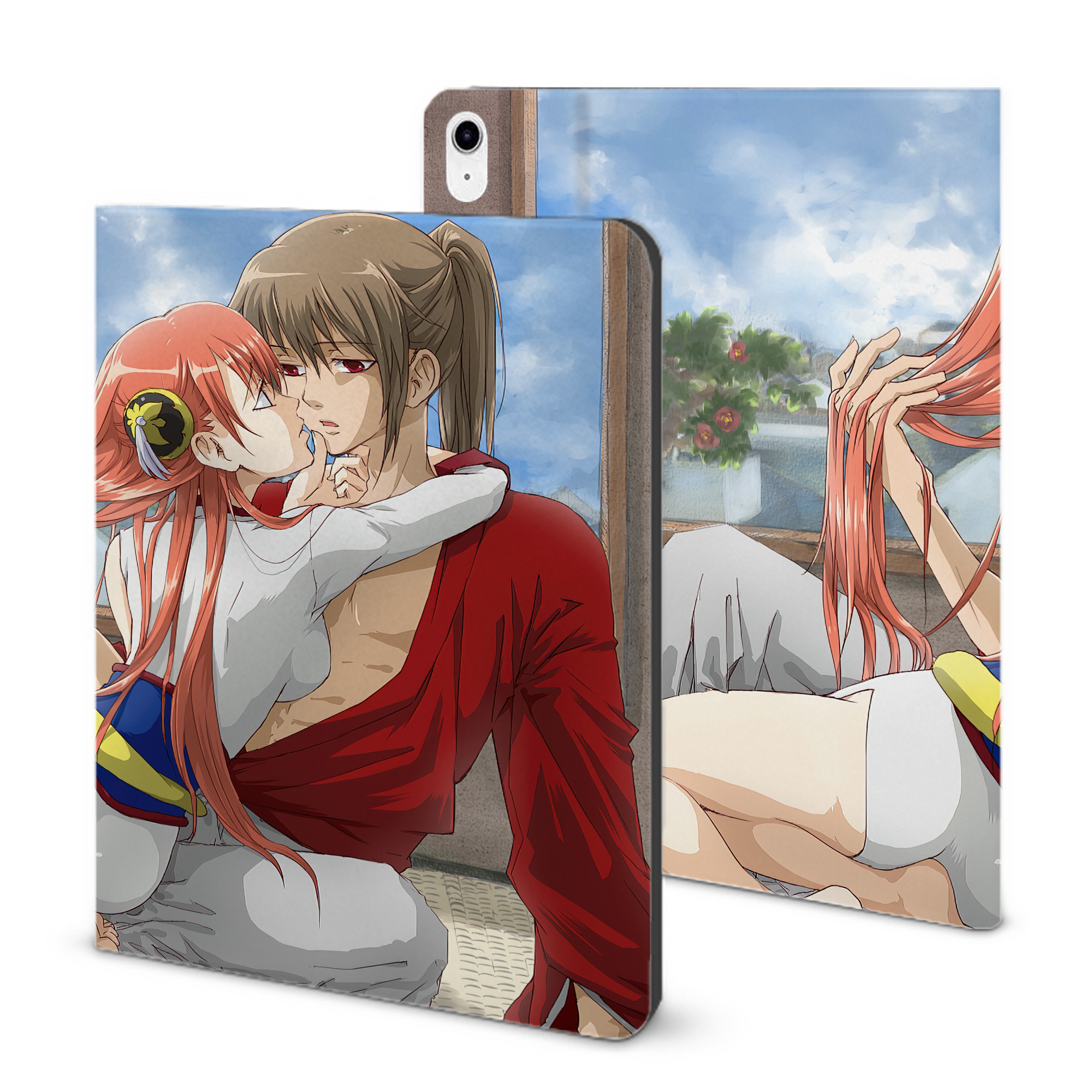 （画像用） ぎんたま 坂田銀時（さかたぎんとき） 神楽 志村新八（しむら しんぱち） GINTAMA Sakata Gintoki Kagura Shimura Shinpachi IPad ケース ブック型 PUレザー TPU 耐衝撃 軽量 薄型 ペン収納なし 全面保護 IPad 各モデル対応